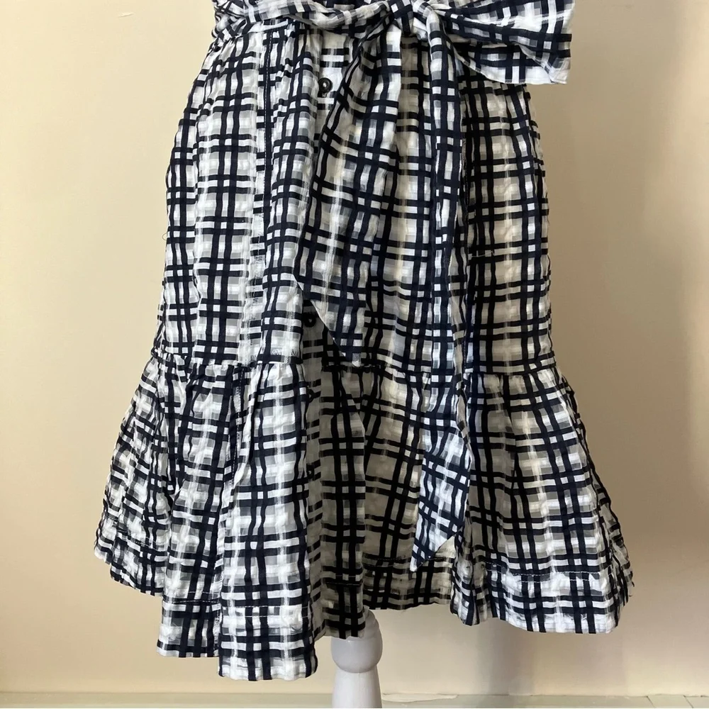 Maeve by Anthropologie Black & White Plaid Mini Flounce Dress size 10 - Picture 5 of 12